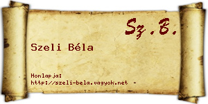 Szeli Béla névjegykártya