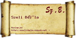 Szeli Béla névjegykártya